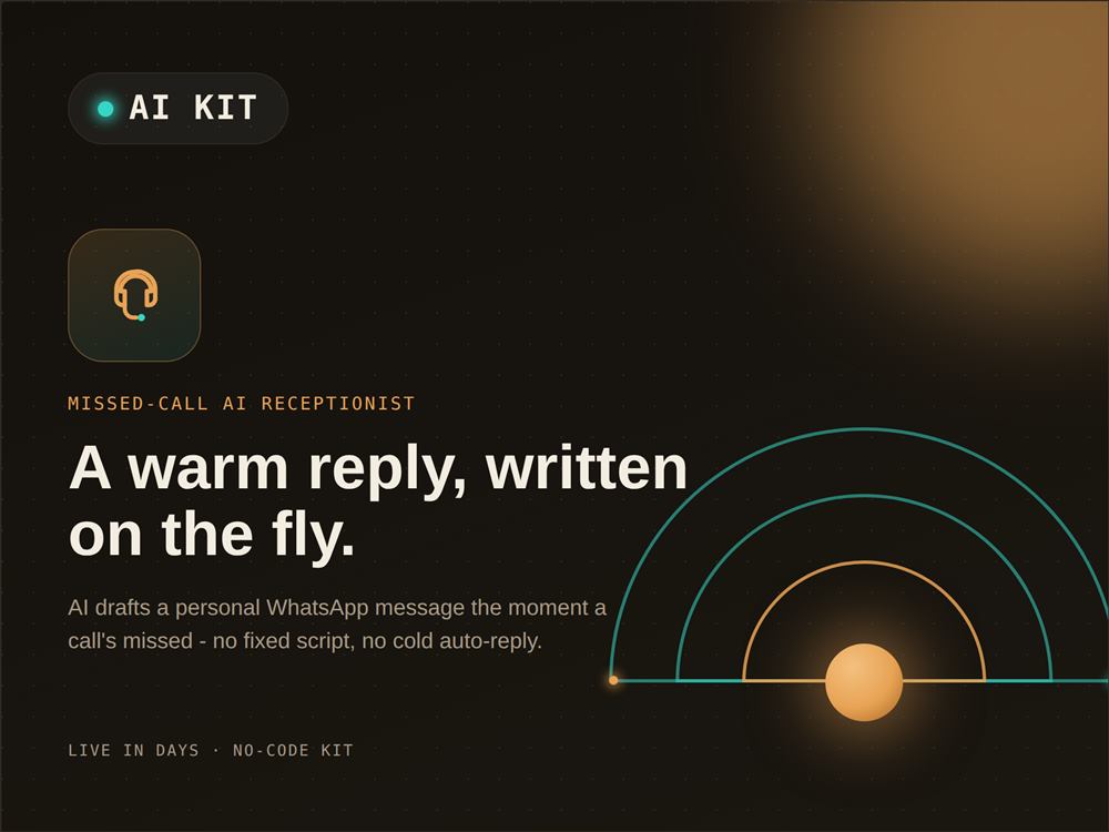 Missed call AI receptionist kit