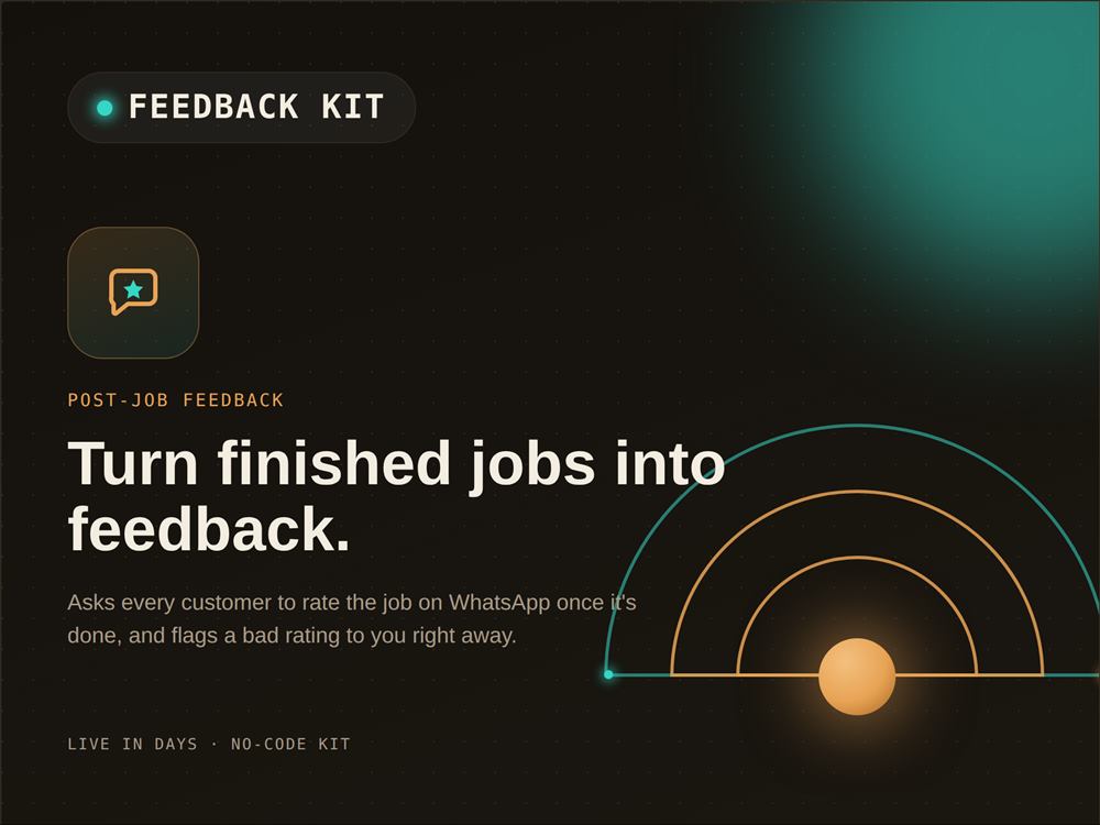 Post-job feedback collector kit